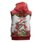 Personalised Kookaburra Australia Christmas Sleeveless Zip Hoodie Kooka-la-la-la-la Xmas Bows