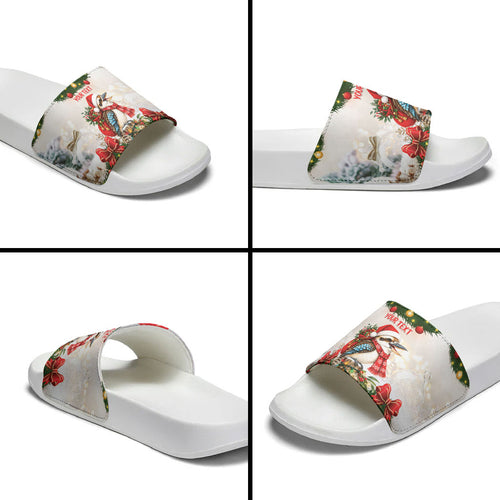 Personalised Kookaburra Australia Christmas Slide Sandals Kooka-la-la-la-la Xmas Bows