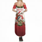 Personalised Kookaburra Australia Christmas Summer Maxi Dress Kooka-la-la-la-la Xmas Bows