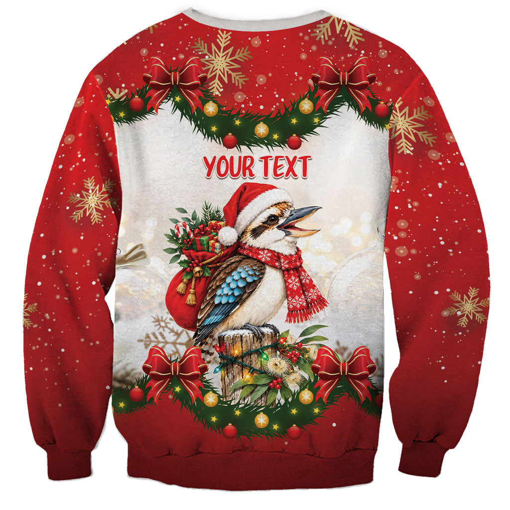 Personalised Kookaburra Australia Christmas Sweatshirt Kooka-la-la-la-la Xmas Bows