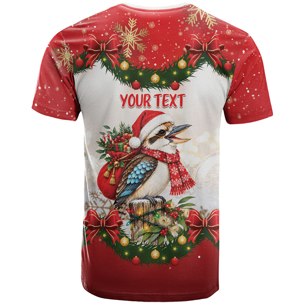 Personalised Kookaburra Australia Christmas T Shirt Kooka-la-la-la-la Xmas Bows