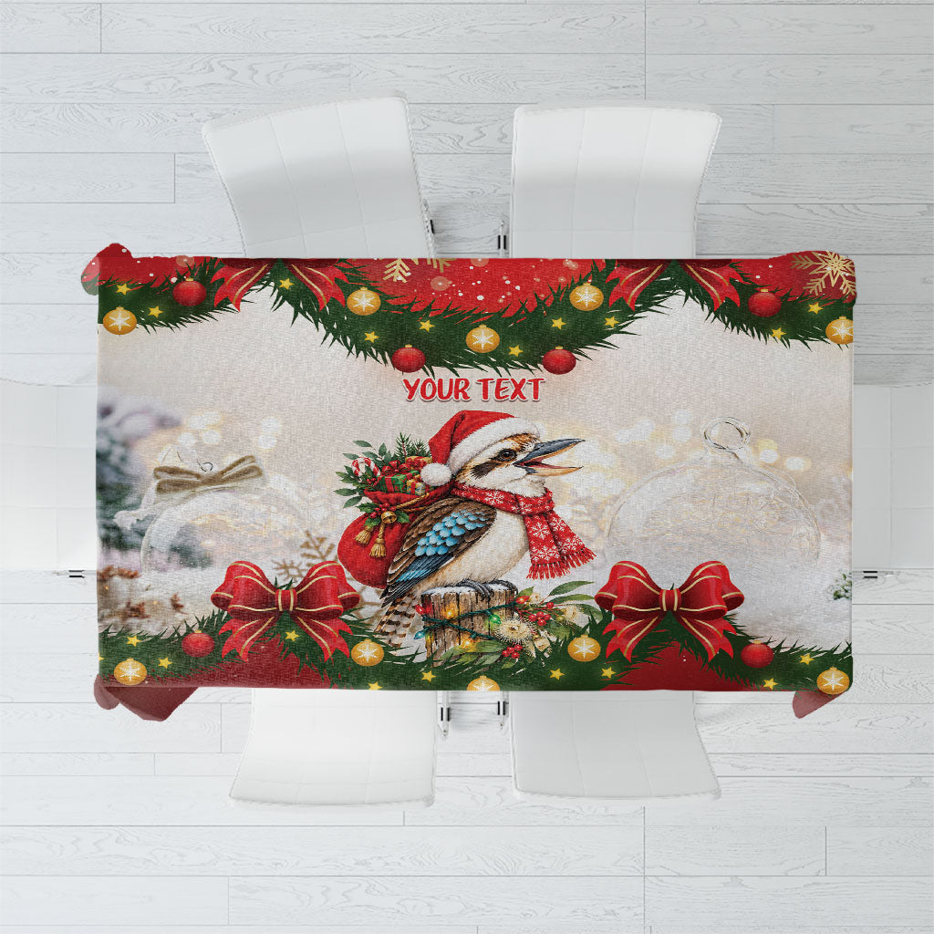 Personalised Kookaburra Australia Christmas Tablecloth Kooka-la-la-la-la Xmas Bows