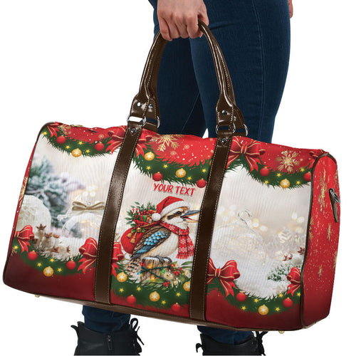 Personalised Kookaburra Australia Christmas Travel Bag Kooka-la-la-la-la Xmas Bows