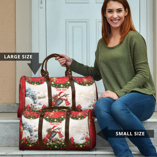 Personalised Kookaburra Australia Christmas Travel Bag Kooka-la-la-la-la Xmas Bows