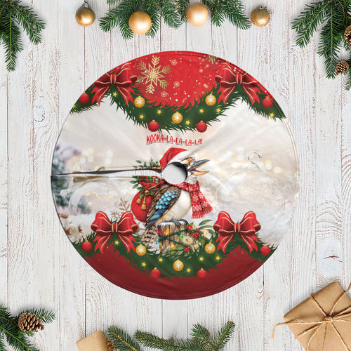 Kookaburra Australia Christmas Tree Skirt Kooka-la-la-la-la Xmas Bows