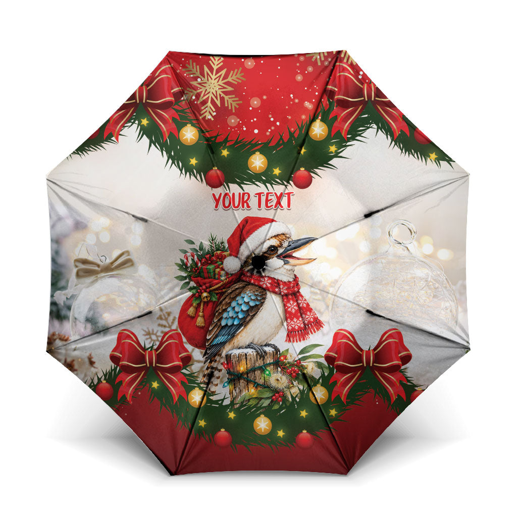 Personalised Kookaburra Australia Christmas Umbrella Kooka-la-la-la-la Xmas Bows