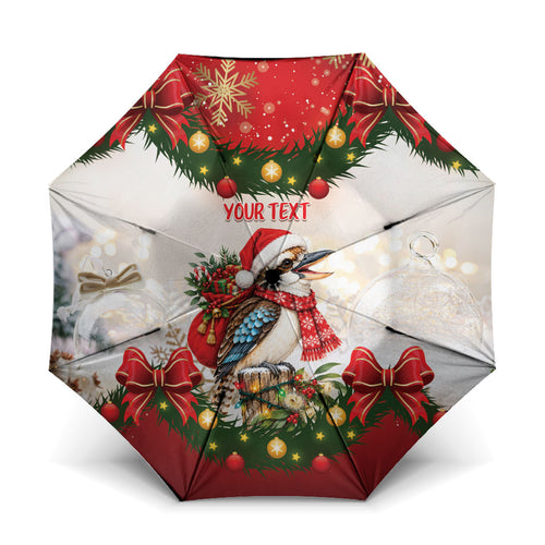 Personalised Kookaburra Australia Christmas Umbrella Kooka-la-la-la-la Xmas Bows