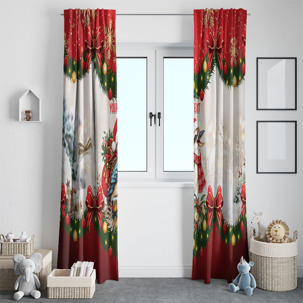Personalised Kookaburra Australia Christmas Window Curtain Kooka-la-la-la-la Xmas Bows