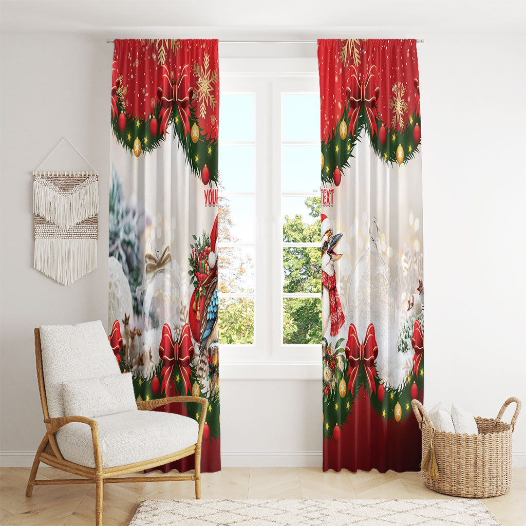 Personalised Kookaburra Australia Christmas Window Curtain Kooka-la-la-la-la Xmas Bows
