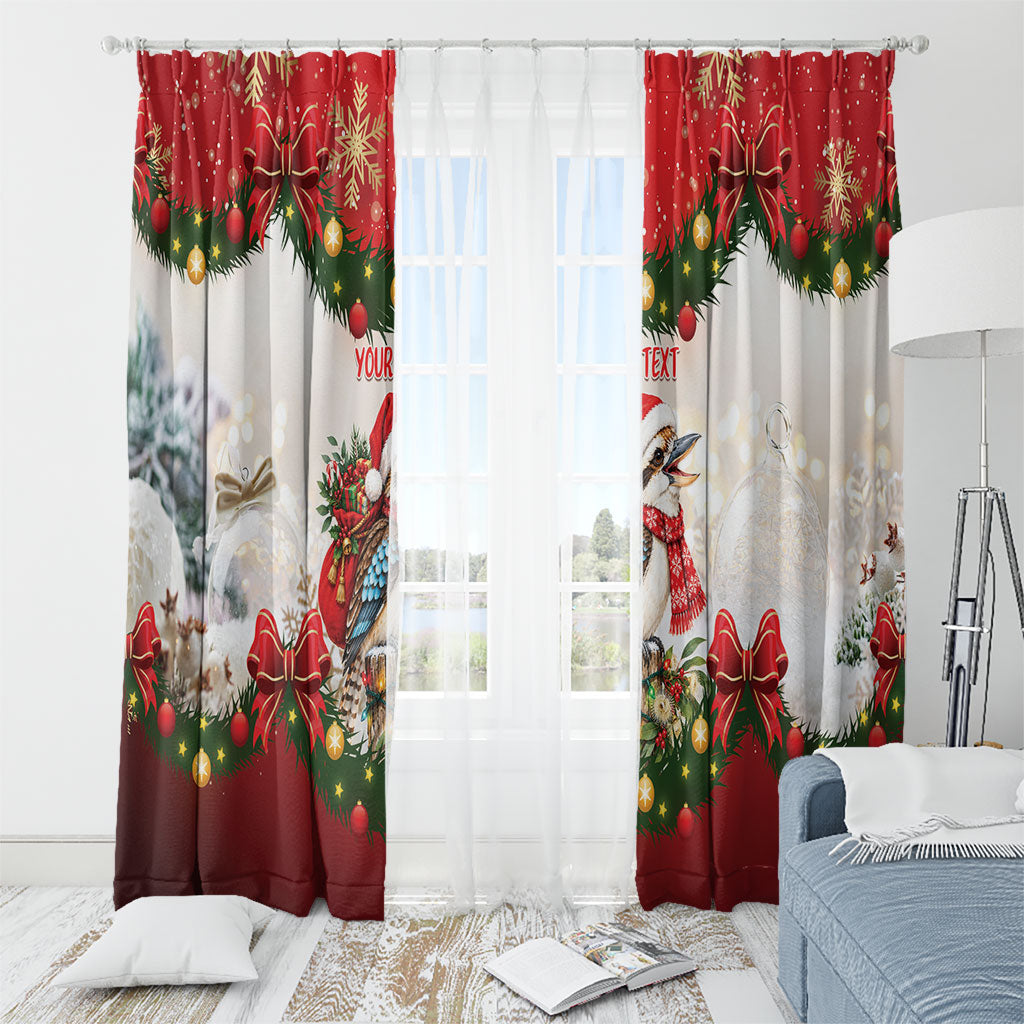 Personalised Kookaburra Australia Christmas Window Curtain Kooka-la-la-la-la Xmas Bows