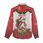 Personalised Kookaburra Australia Christmas Women Casual Shirt Kooka-la-la-la-la Xmas Bows