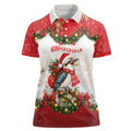 Personalised Kookaburra Australia Christmas Women Polo Shirt Kooka-la-la-la-la Xmas Bows
