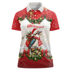 Personalised Kookaburra Australia Christmas Women Polo Shirt Kooka-la-la-la-la Xmas Bows