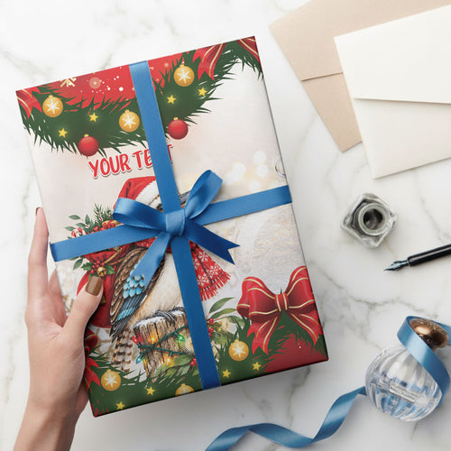 Personalised Kookaburra Australia Christmas Wrapping Paper Kooka-la-la-la-la Xmas Bows