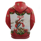 Personalised Kookaburra Australia Christmas Zip Hoodie Kooka-la-la-la-la Xmas Bows