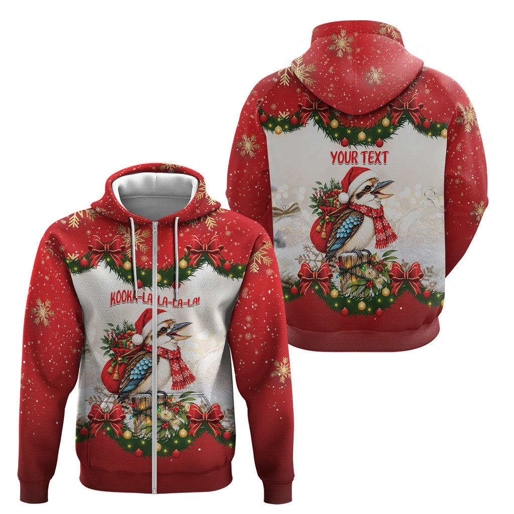 Personalised Kookaburra Australia Christmas Zip Hoodie Kooka-la-la-la-la Xmas Bows