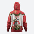 Personalised Kookaburra Australia Christmas Zip Hoodie Kooka-la-la-la-la Xmas Bows