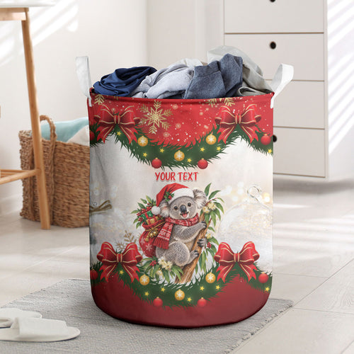 Personalised Koala Australia Christmas Laundry Basket Koa-la-la-la-la Xmas Bows