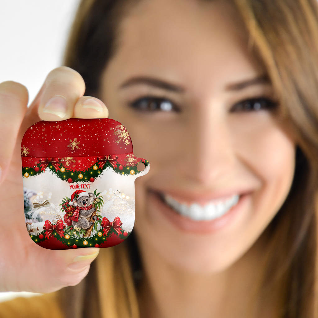 Personalised Koala Australia Christmas AirPods Case Koa-la-la-la-la Xmas Bows