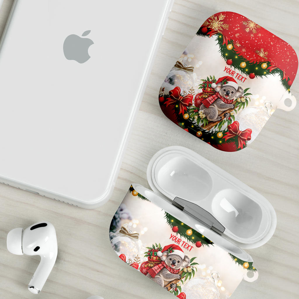 Personalised Koala Australia Christmas AirPods Case Koa-la-la-la-la Xmas Bows