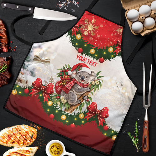 Personalised Koala Australia Christmas Apron Koa-la-la-la-la Xmas Bows