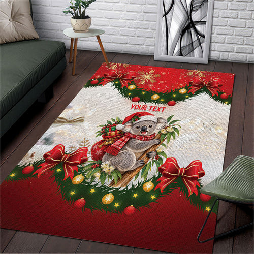 Personalised Koala Australia Christmas Area Rug Koa-la-la-la-la Xmas Bows