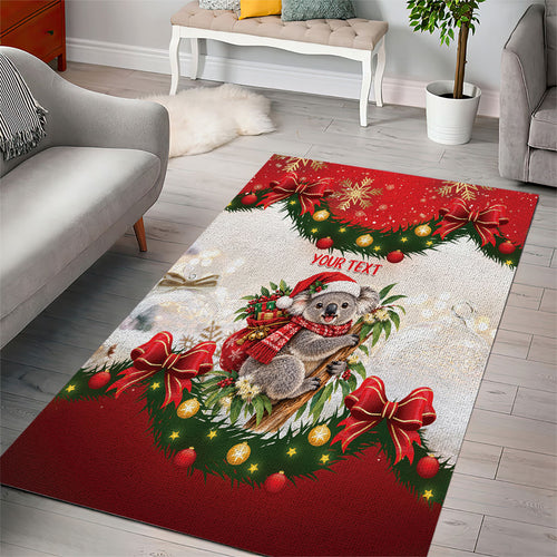 Personalised Koala Australia Christmas Area Rug Koa-la-la-la-la Xmas Bows