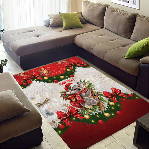 Personalised Koala Australia Christmas Area Rug Koa-la-la-la-la Xmas Bows