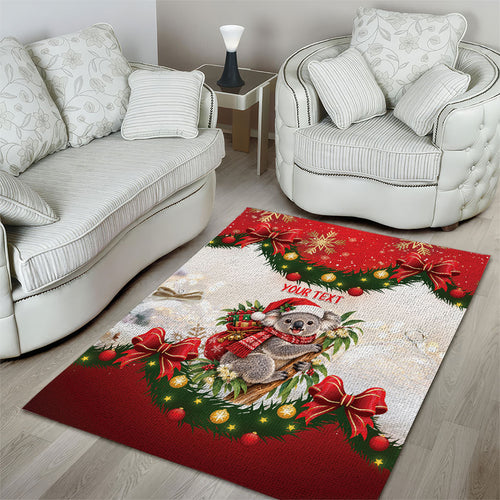 Personalised Koala Australia Christmas Area Rug Koa-la-la-la-la Xmas Bows