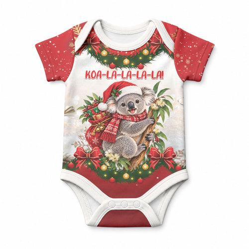 Personalised Koala Australia Christmas Baby Onesie Koa-la-la-la-la Xmas Bows