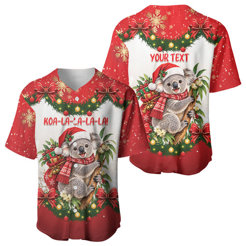 Personalised Koala Australia Christmas Baseball Jersey Koa-la-la-la-la Xmas Bows