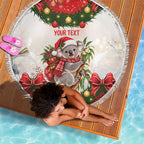 Personalised Koala Australia Christmas Beach Blanket Koa-la-la-la-la Xmas Bows