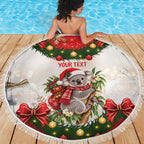 Personalised Koala Australia Christmas Beach Blanket Koa-la-la-la-la Xmas Bows