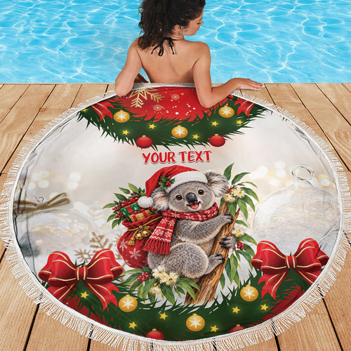 Personalised Koala Australia Christmas Beach Blanket Koa-la-la-la-la Xmas Bows