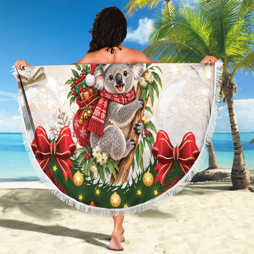 Personalised Koala Australia Christmas Beach Blanket Koa-la-la-la-la Xmas Bows