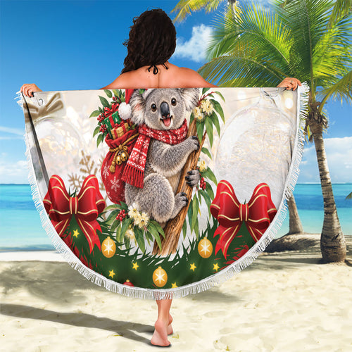 Personalised Koala Australia Christmas Beach Blanket Koa-la-la-la-la Xmas Bows