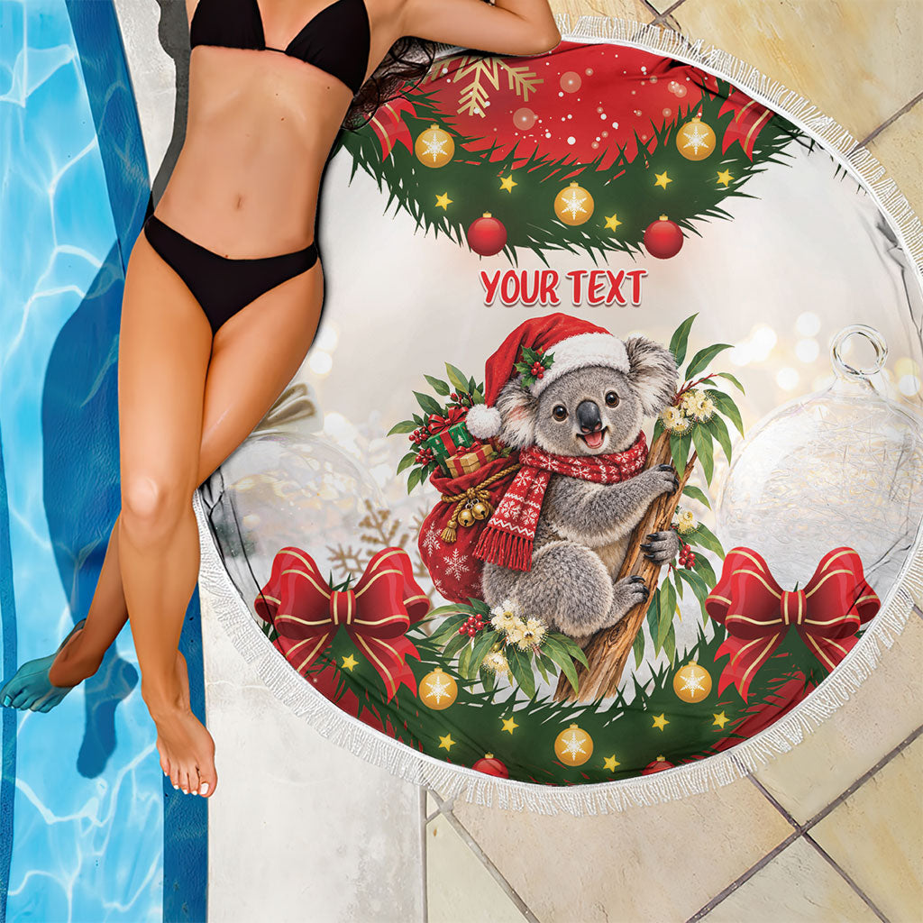 Personalised Koala Australia Christmas Beach Blanket Koa-la-la-la-la Xmas Bows
