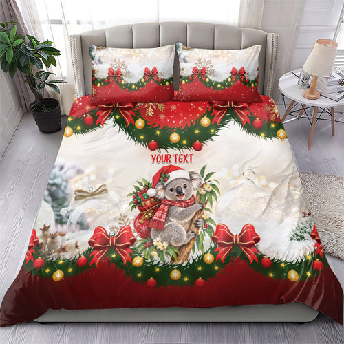 Personalised Koala Australia Christmas Bedding Set Koa-la-la-la-la Xmas Bows