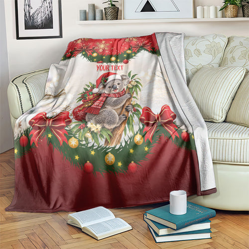 Personalised Koala Australia Christmas Blanket Koa-la-la-la-la Xmas Bows