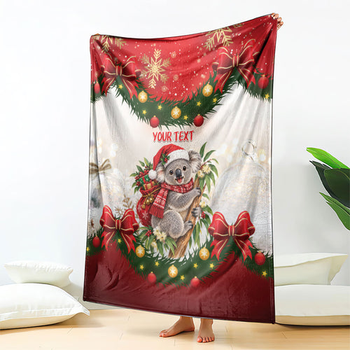 Personalised Koala Australia Christmas Blanket Koa-la-la-la-la Xmas Bows