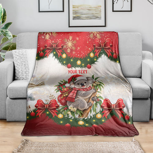 Personalised Koala Australia Christmas Blanket Koa-la-la-la-la Xmas Bows