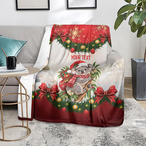 Personalised Koala Australia Christmas Blanket Koa-la-la-la-la Xmas Bows