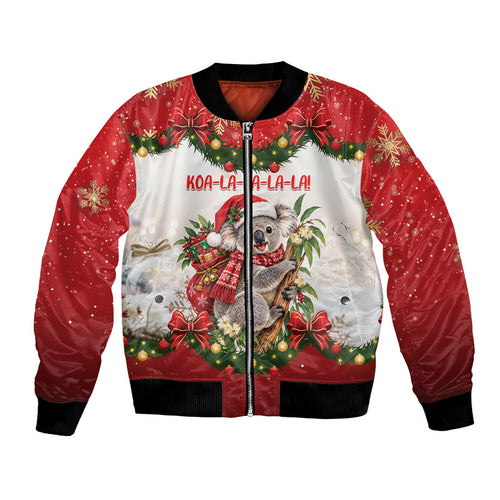 Personalised Koala Australia Christmas Bomber Jacket Koa-la-la-la-la Xmas Bows