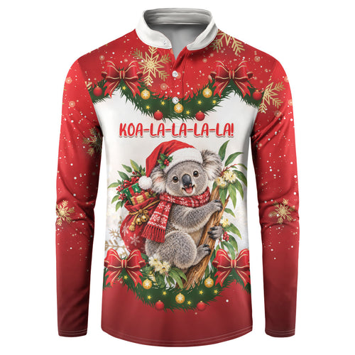 Personalised Koala Australia Christmas Button Sweatshirt Koa-la-la-la-la Xmas Bows