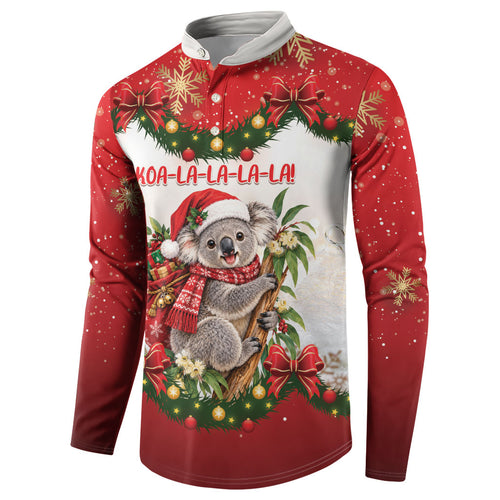 Personalised Koala Australia Christmas Button Sweatshirt Koa-la-la-la-la Xmas Bows
