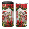 Personalised Koala Australia Christmas 4 in 1 Can Cooler Tumbler Koa-la-la-la-la Xmas Bows