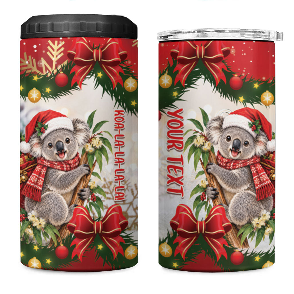 Personalised Koala Australia Christmas 4 in 1 Can Cooler Tumbler Koa-la-la-la-la Xmas Bows