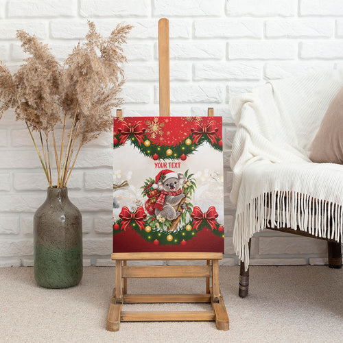 Personalised Koala Australia Christmas Canvas Wall Art Koa-la-la-la-la Xmas Bows