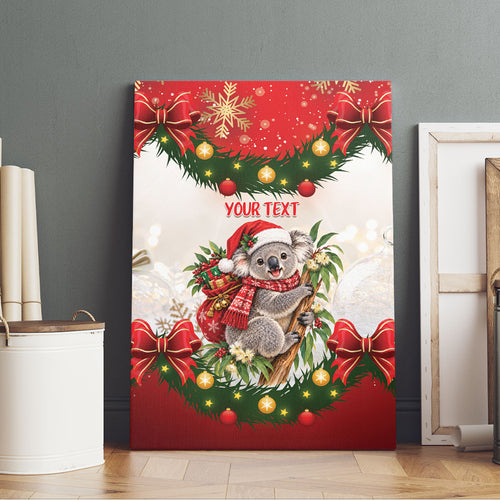 Personalised Koala Australia Christmas Canvas Wall Art Koa-la-la-la-la Xmas Bows
