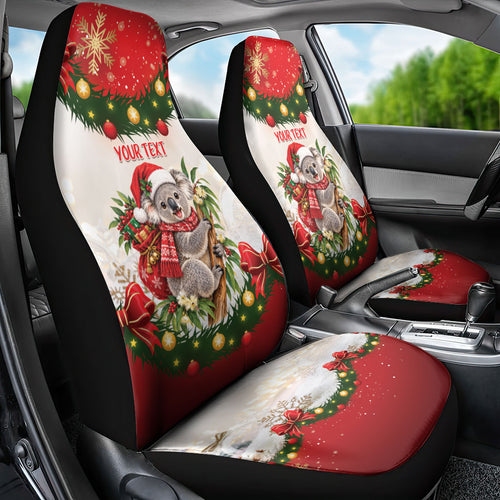 Personalised Koala Australia Christmas Car Seat Cover Koa-la-la-la-la Xmas Bows
